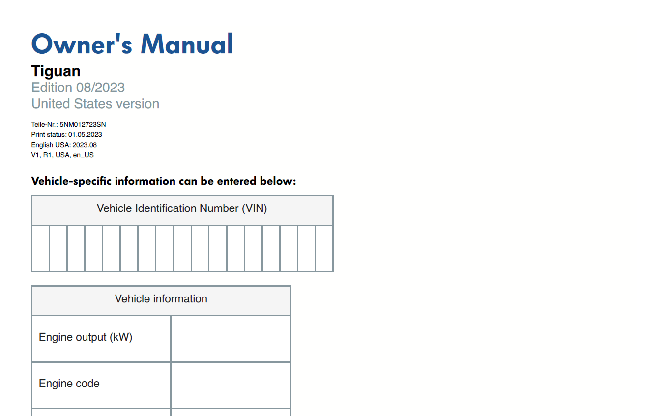 2024 Volkswagen Tiguan Owner’s Manual